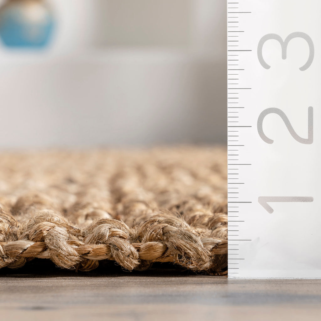 Hand Woven Jute with Wool Fringe Rug | Natural