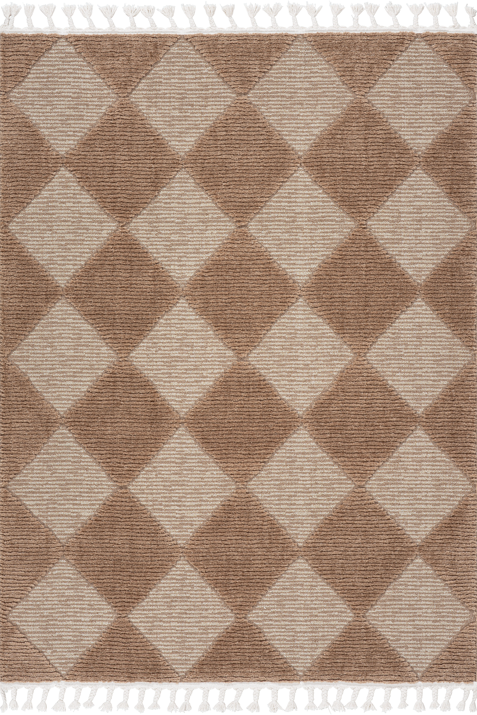 Aylin Diamond Tasseled Rug | Tan Image secondaire du produit