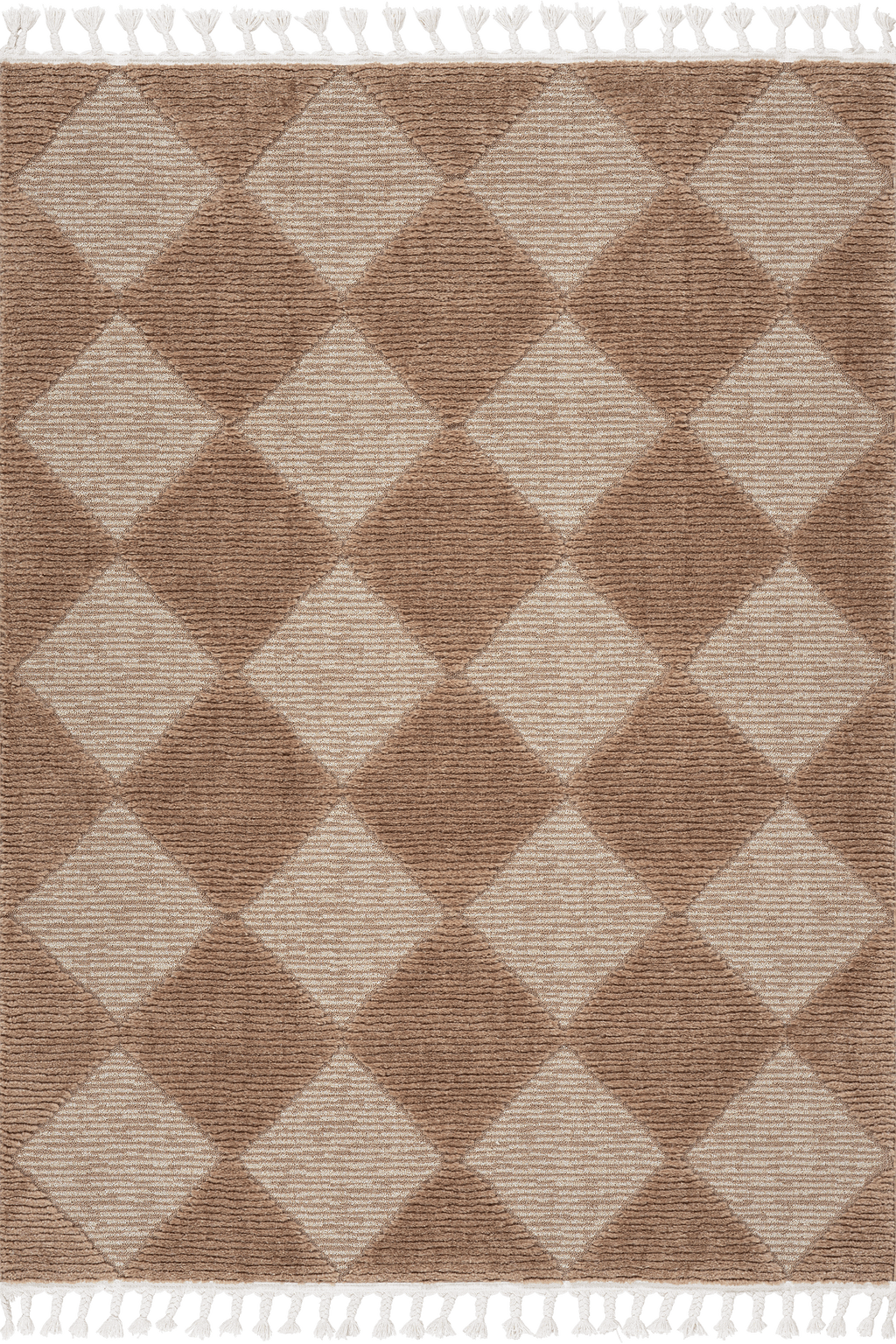 Aylin Diamond Tasseled Rug | Tan