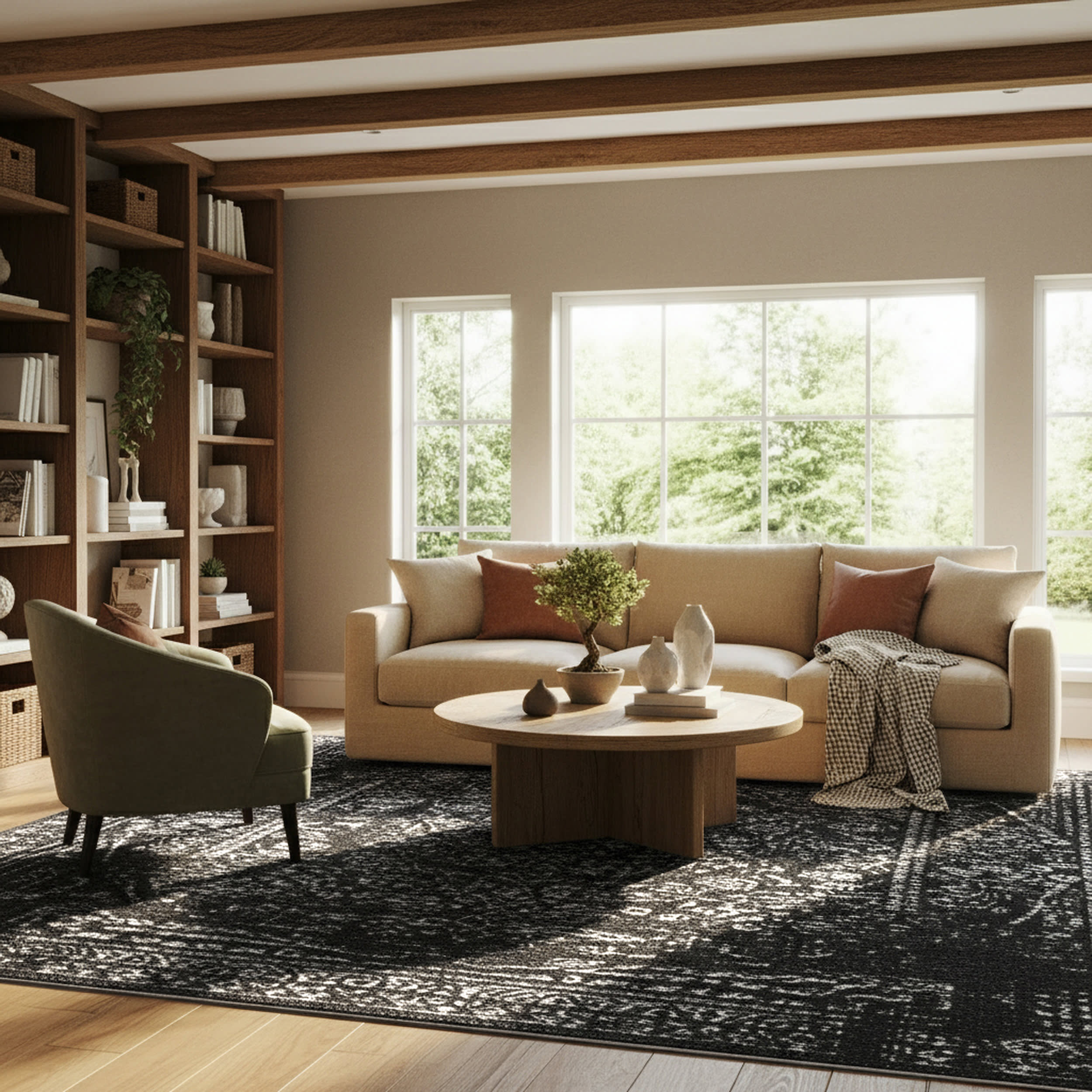 Ring Around The Rosette Rug | Black Secondary image