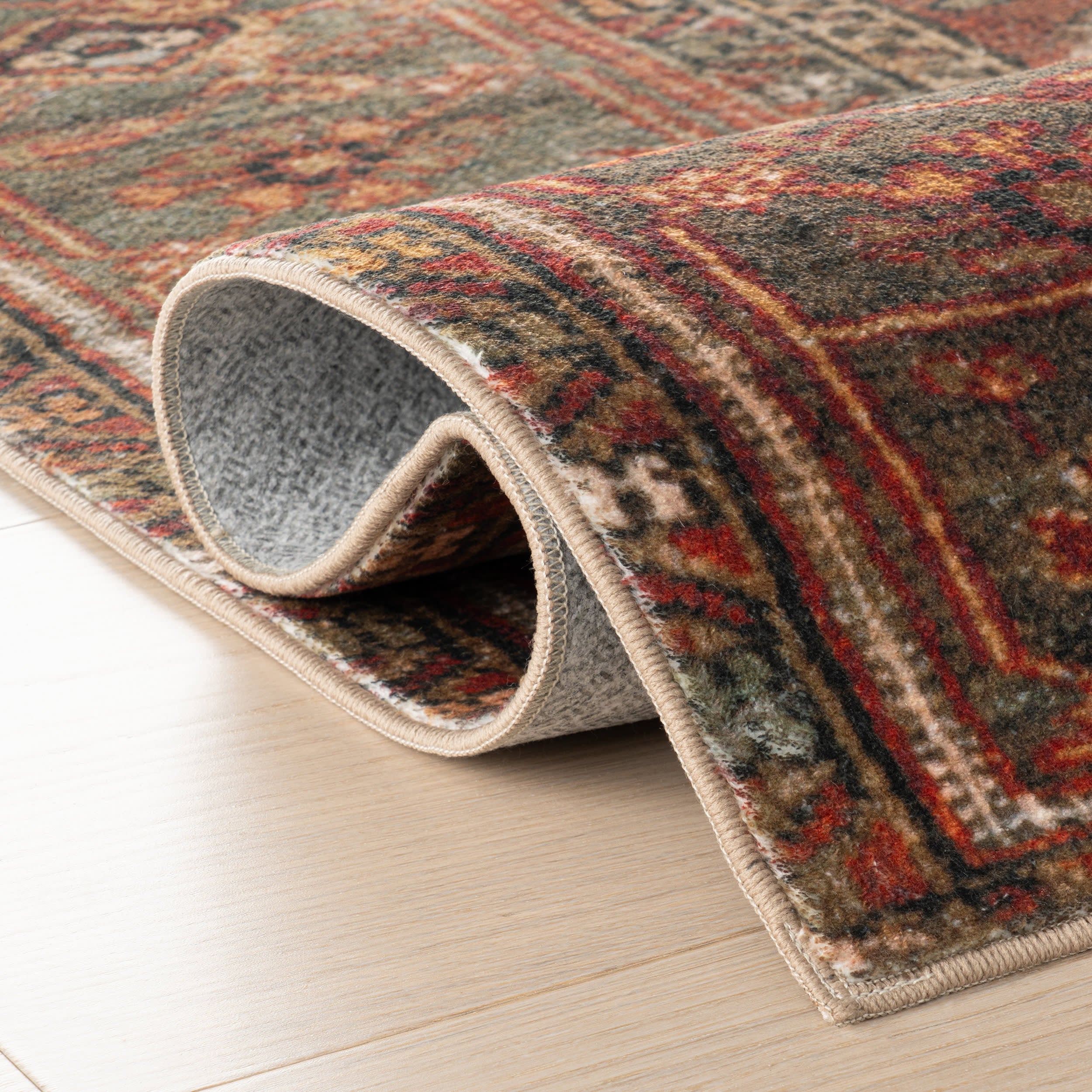 Maid Medallion Washable Rug | Red
