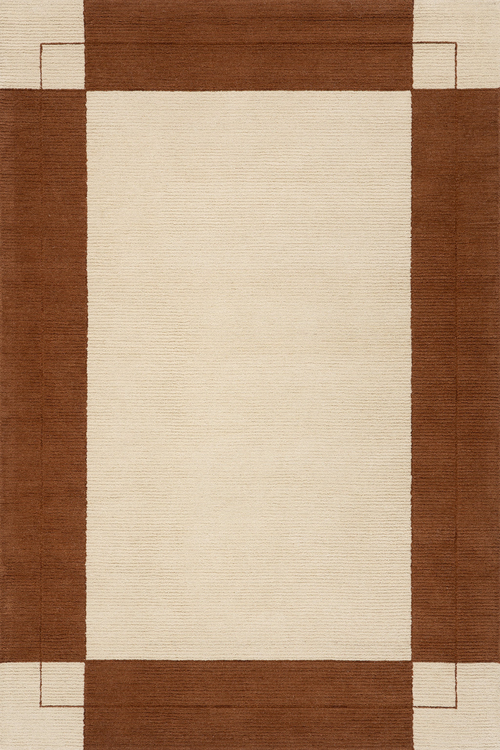 Caligo Mid Century Modern Bordered Rug | Brick