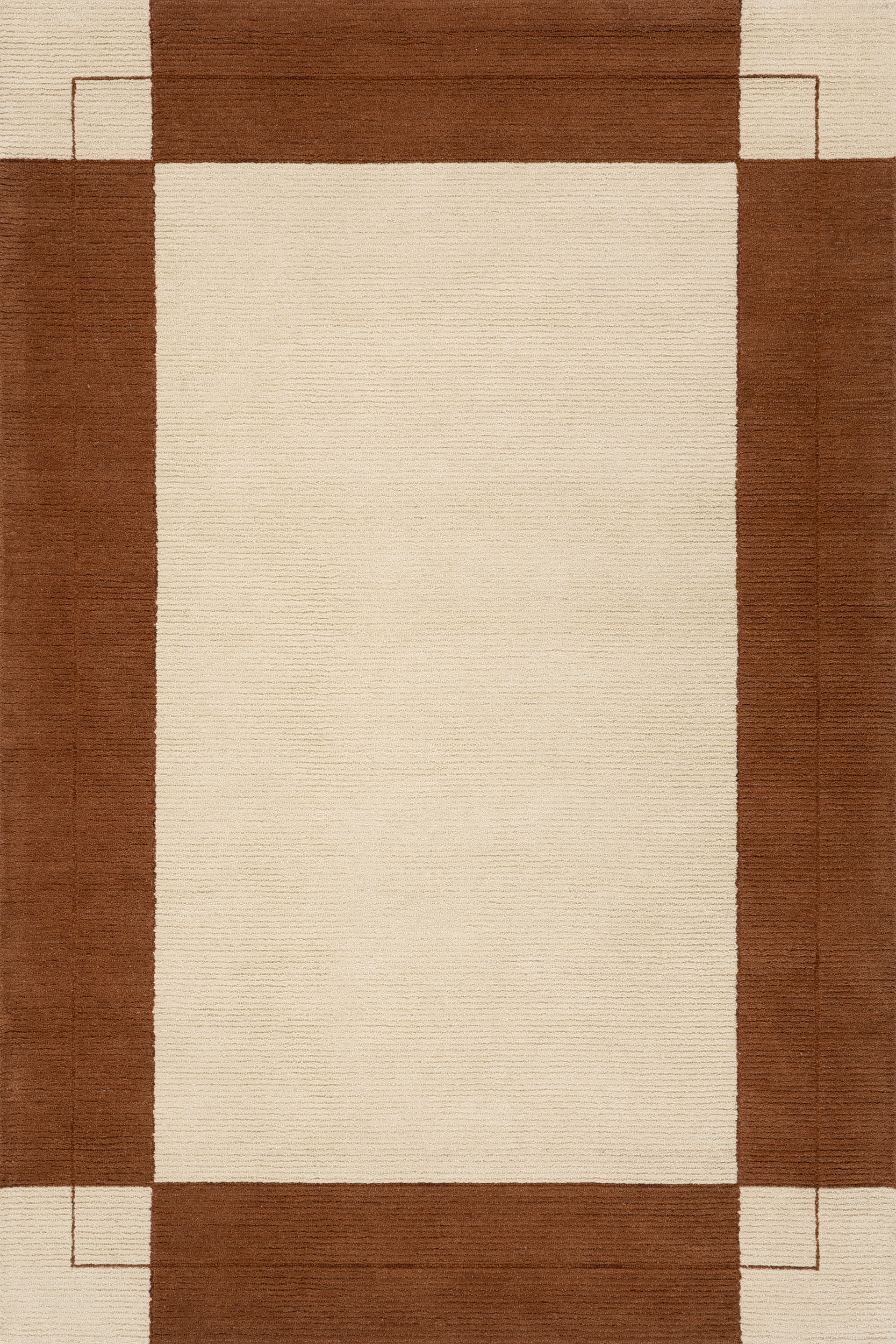 Caligo Mid Century Modern Bordered Rug | Brick