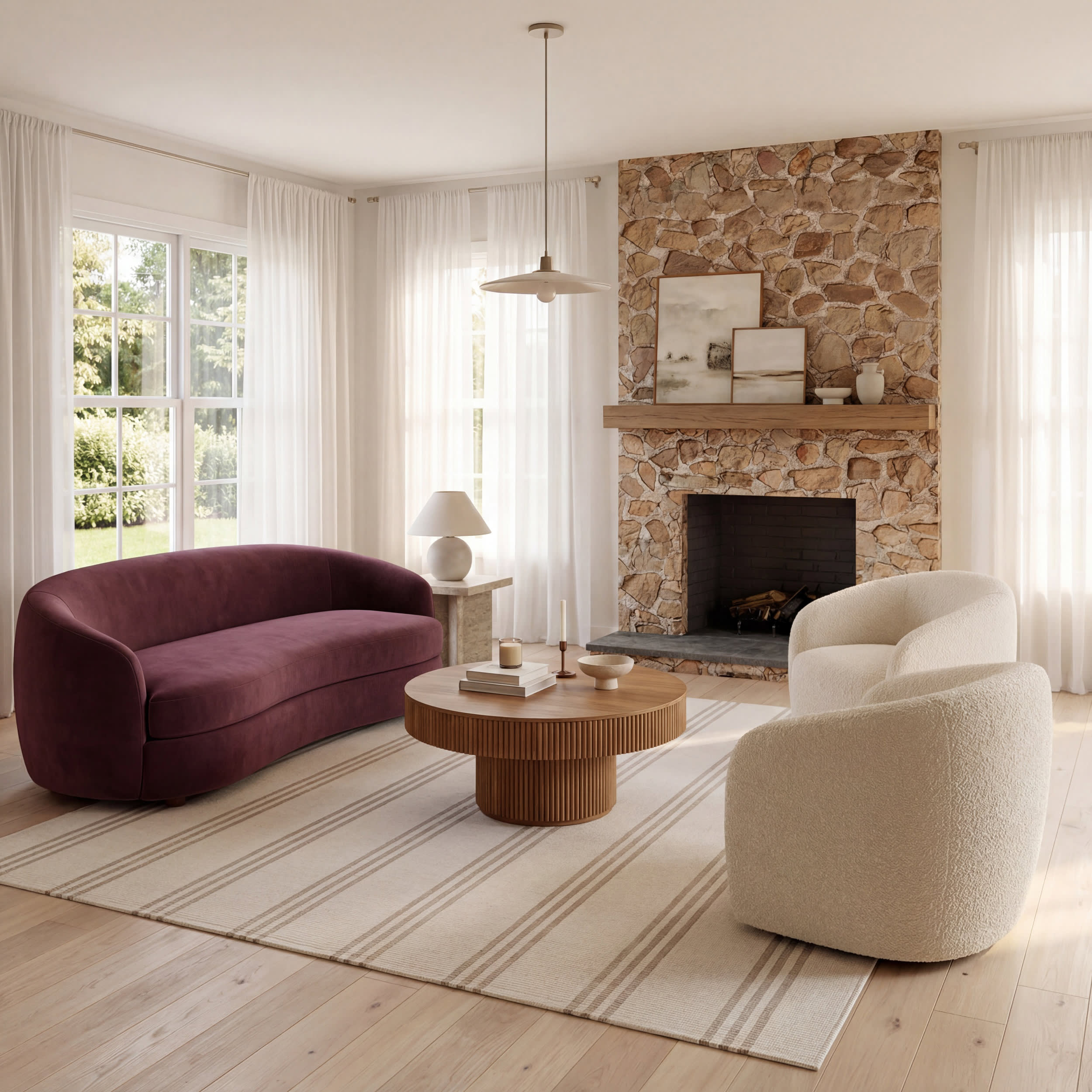 Hawthorn Striped Wool Rug | Ivory Secondary image