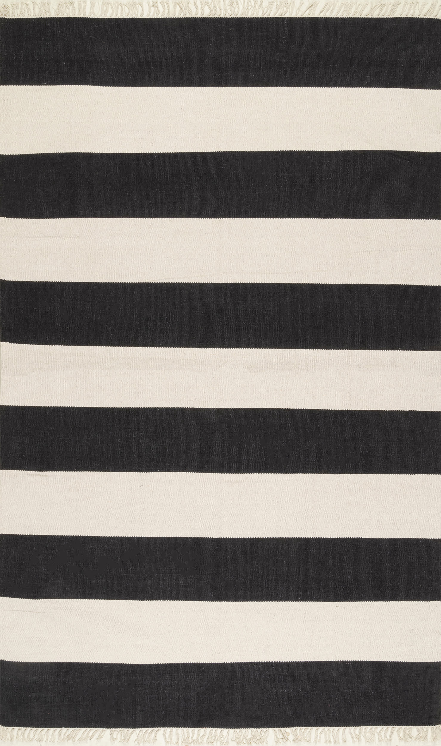 Awning Striped Flatweave Tassel Rug | Black Main image