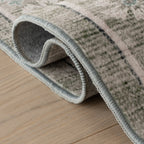 Kinice Traditional Floral Washable Rug | Grey