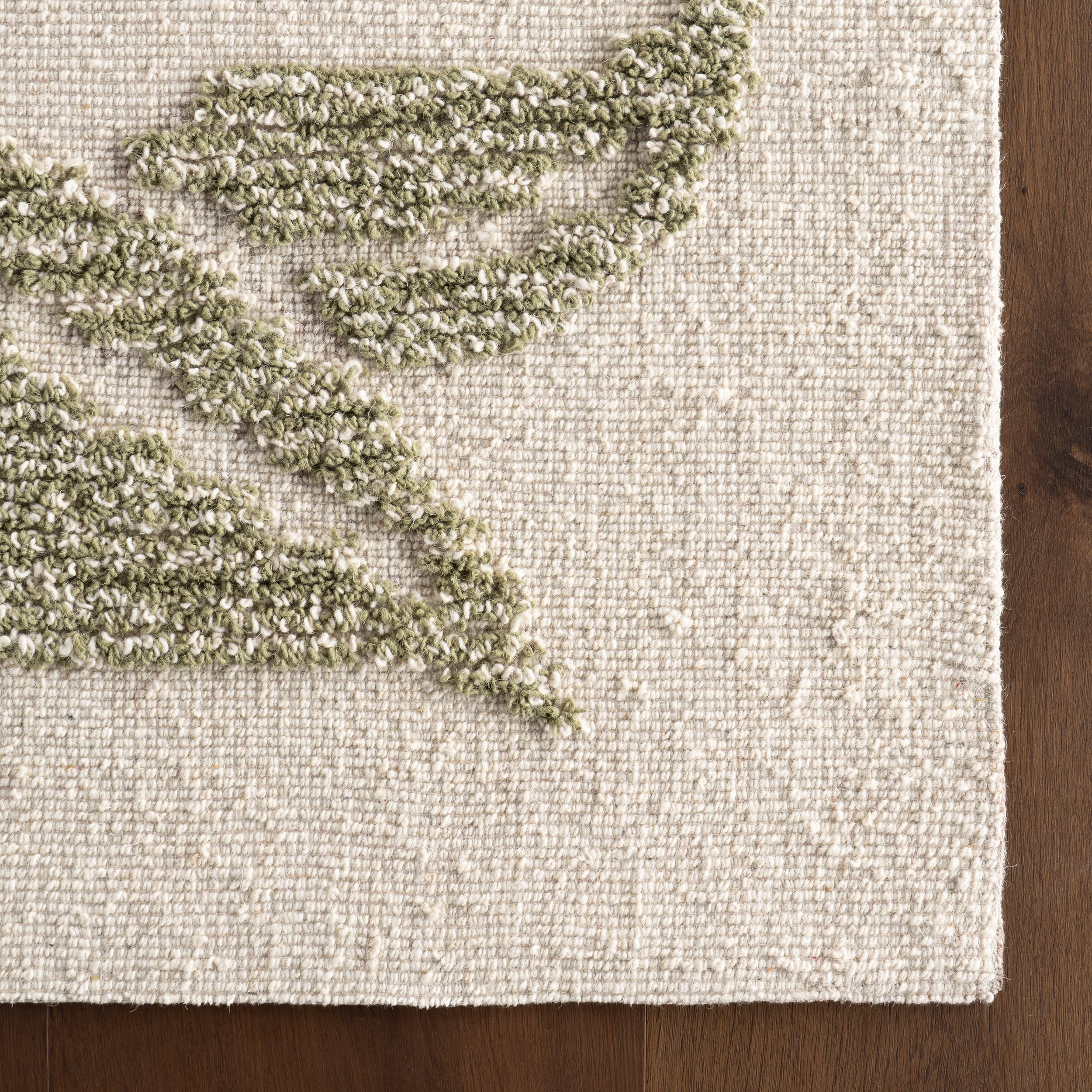 Sage Bohemian Floral Wool Rug | Green