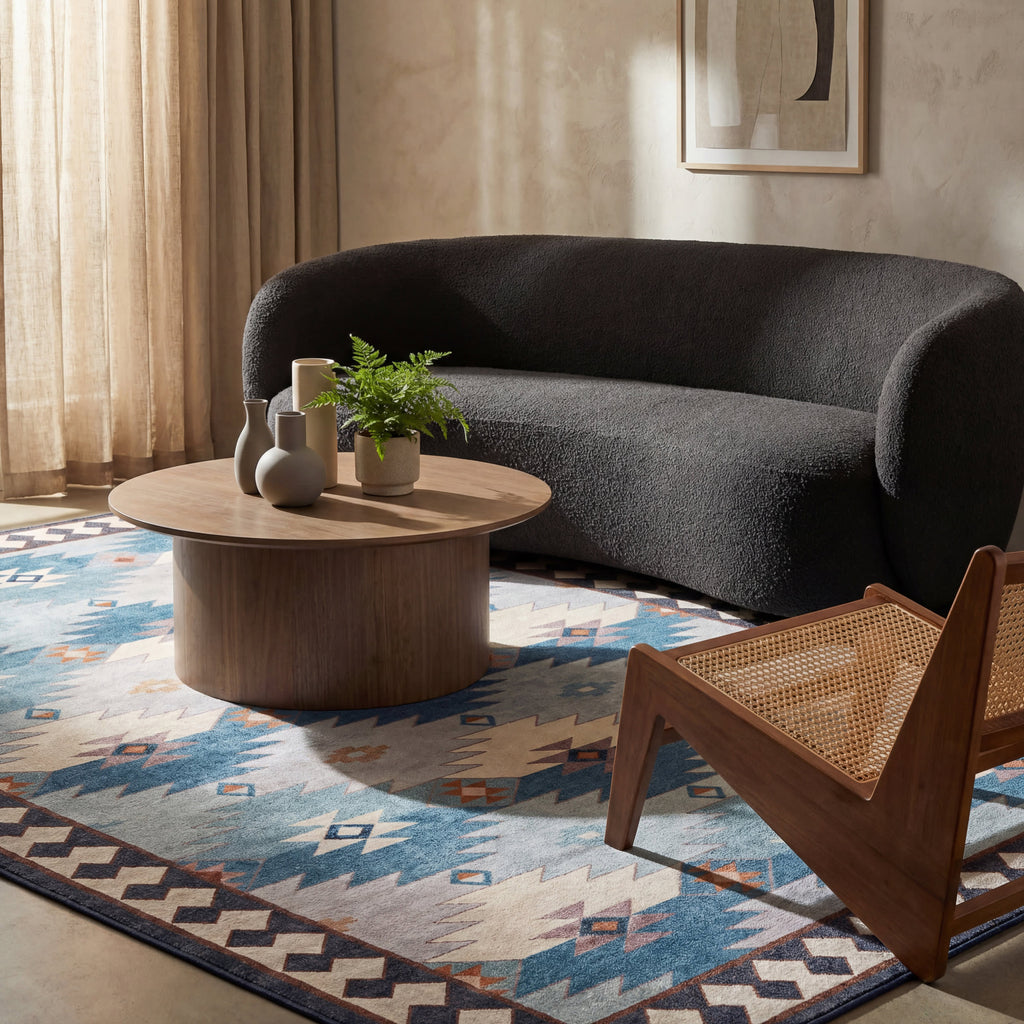 Jasdin Southwestern Washable Rug | Blue