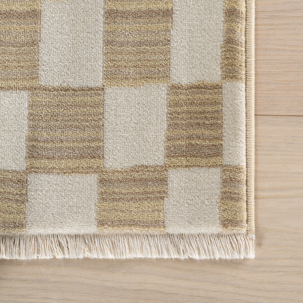 Rasali Checkered Box Rug | Beige
