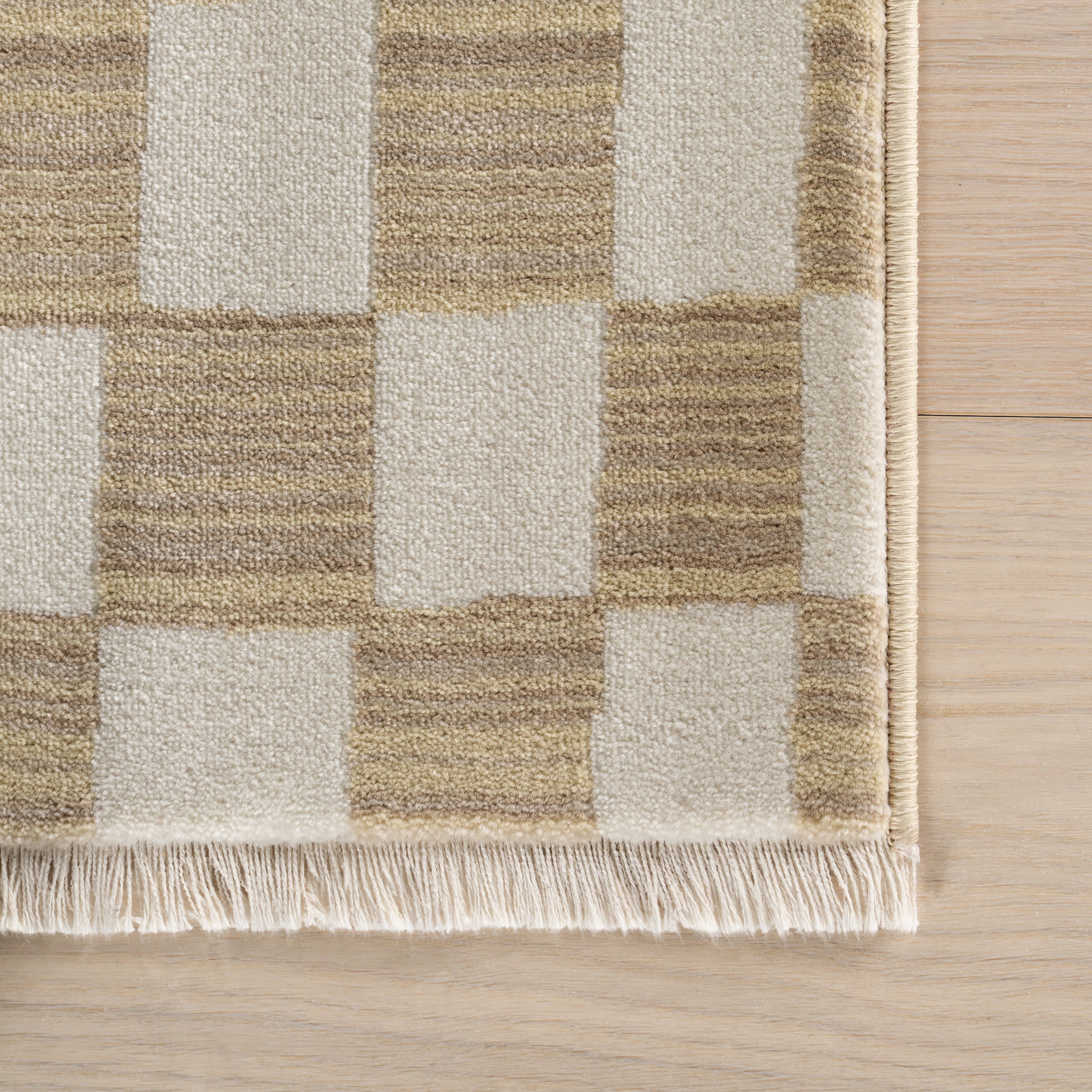 Rasali Checkered Box Rug | Beige