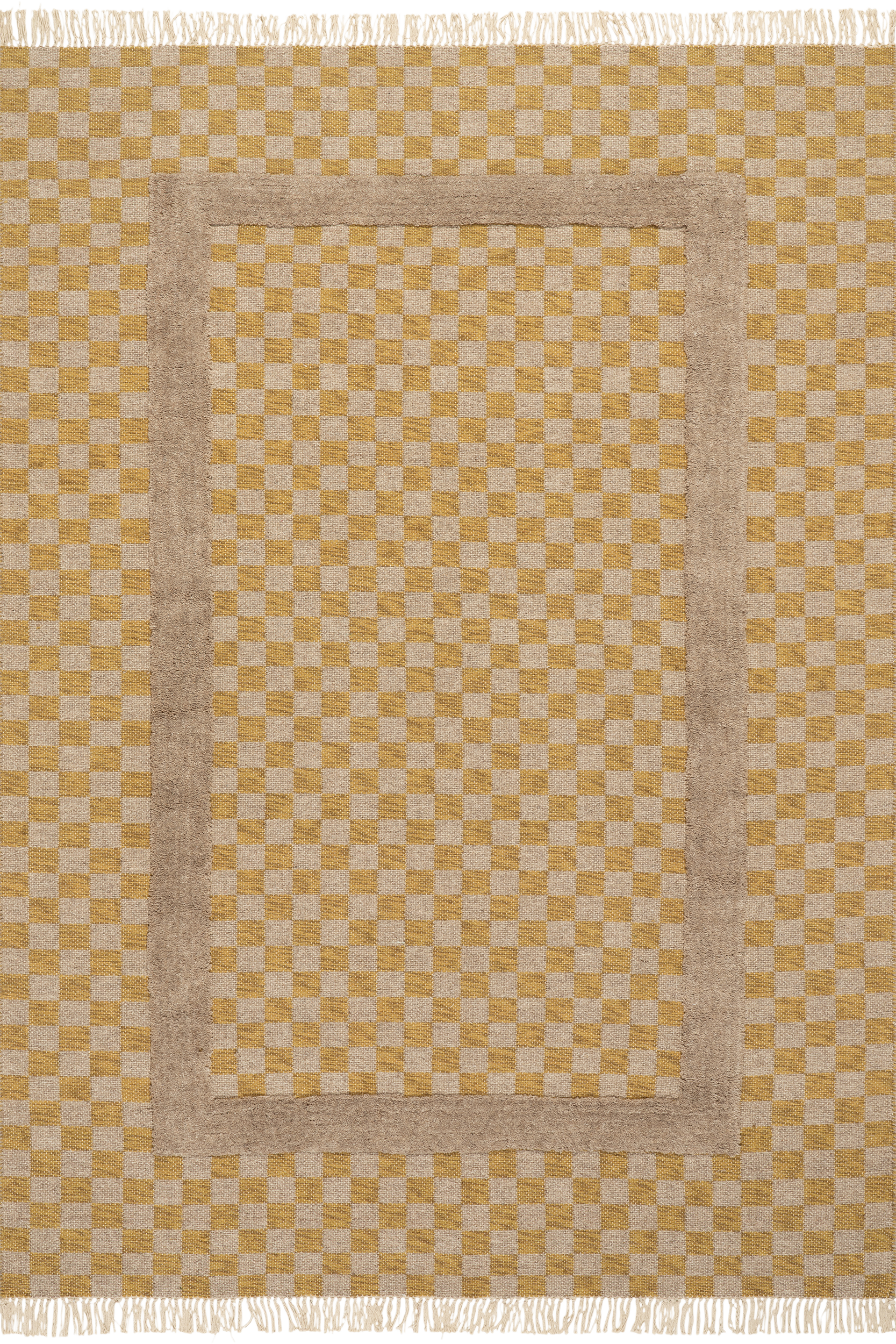 Memphis Modern Checkered Hand Woven Rug | Golden Yellow Secondary image