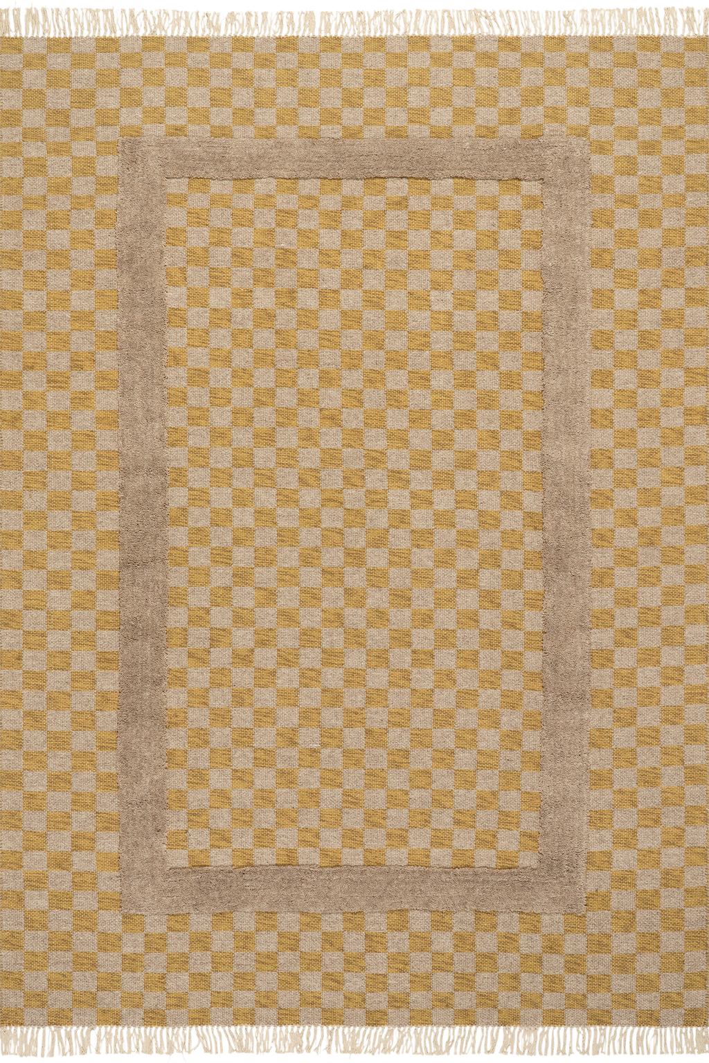 Memphis Modern Checkered Hand Woven Rug | Golden Yellow