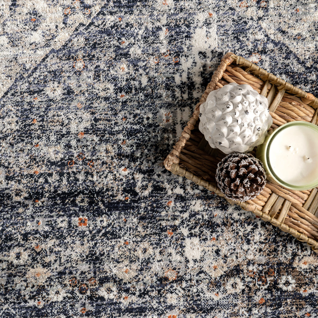 Vintage Medallion Fringe Rug | Navy