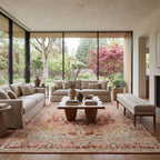 Elarin Traditional Medallion Washable Rug | Red