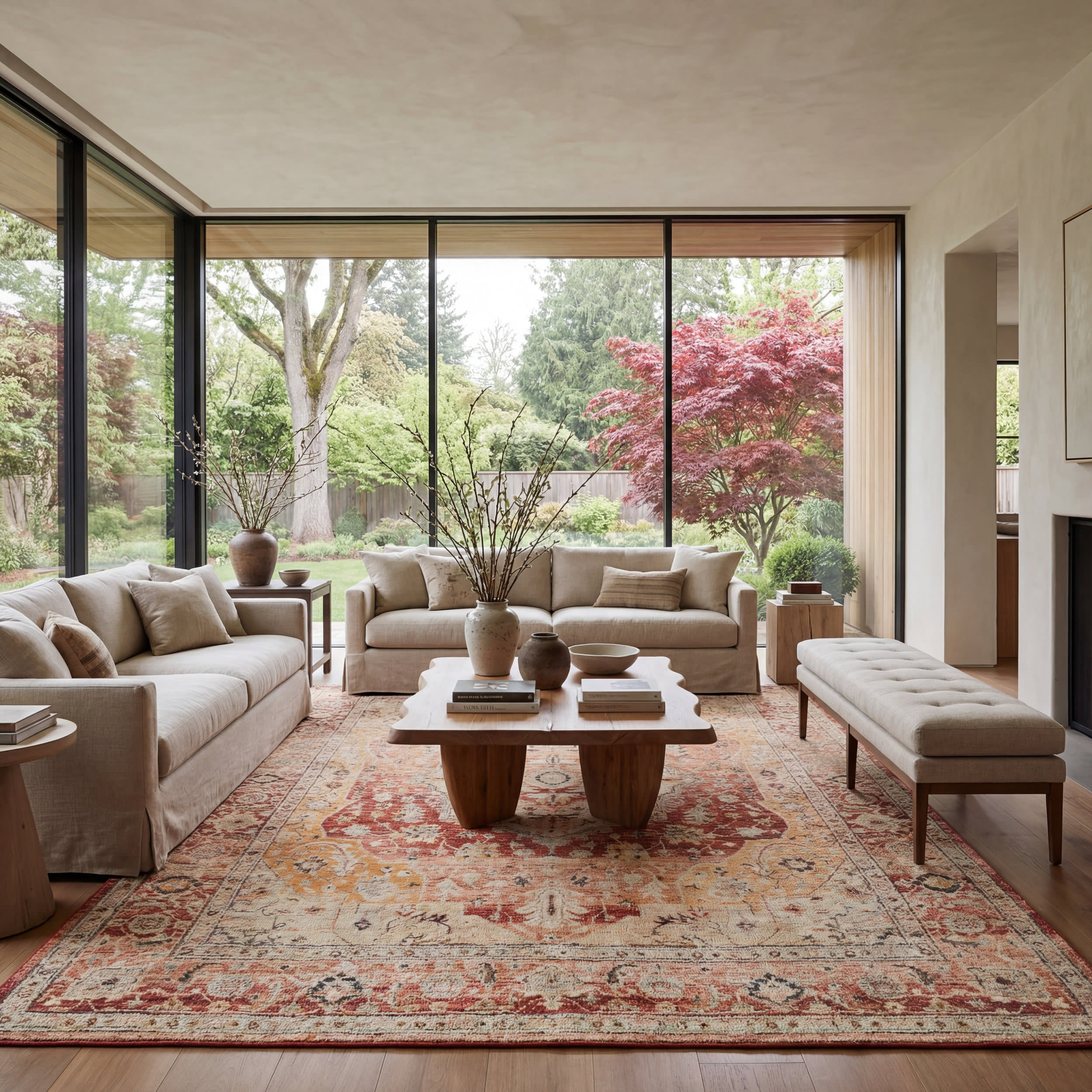 Elarin Traditional Medallion Washable Rug | Red