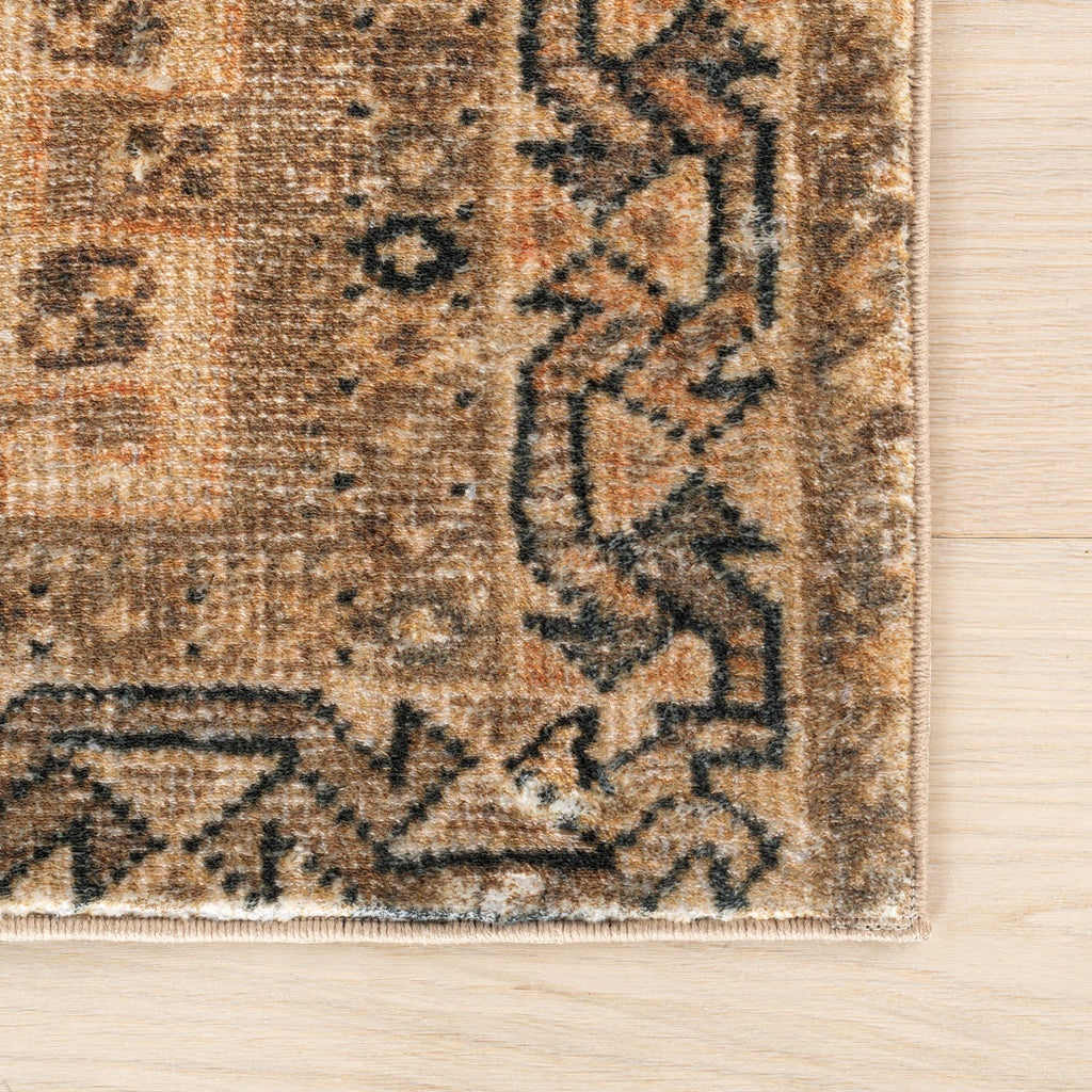 Marth Medallion Washable Rug | Brown