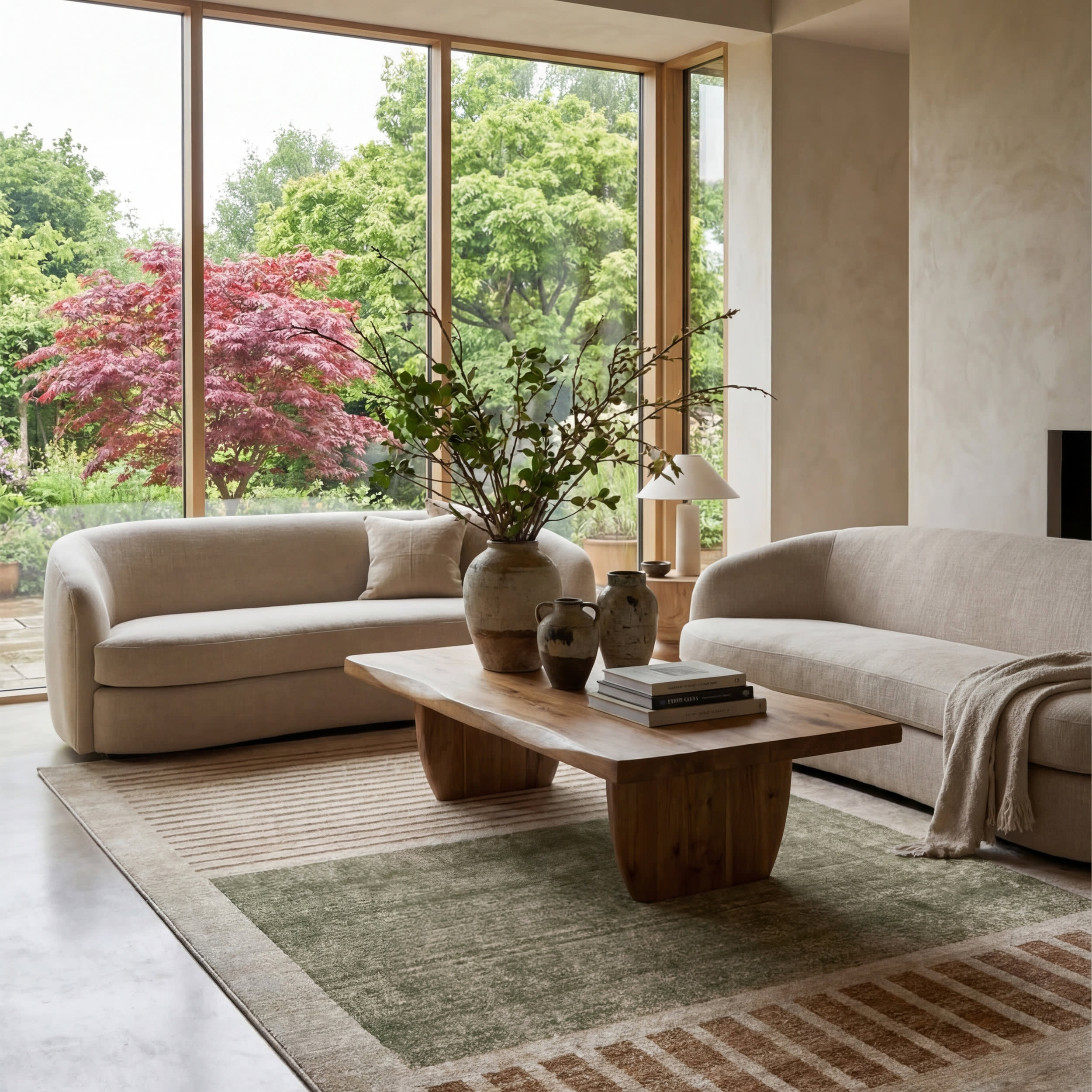 Anette Block Striped Rug | Green Image secondaire du produit