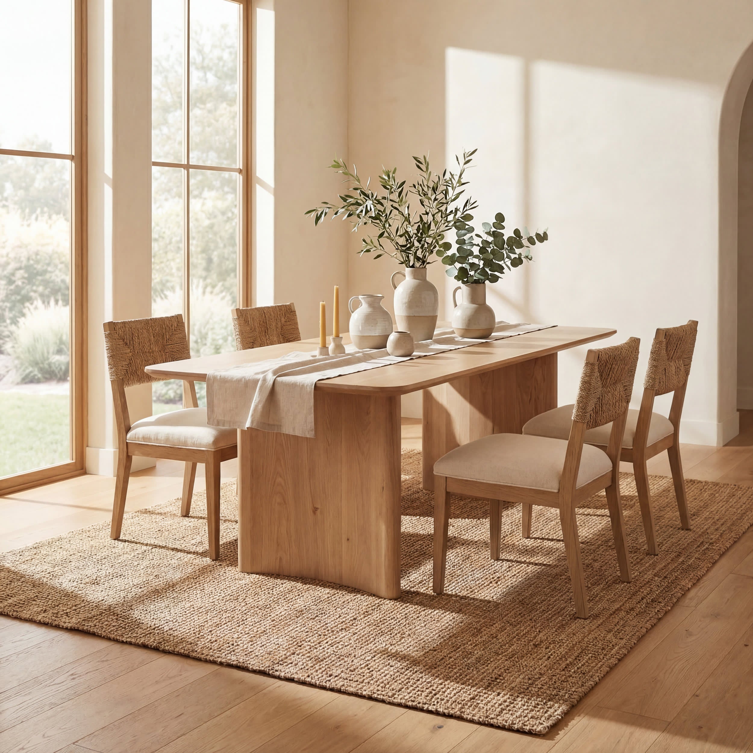Handwoven Jute Ribbed Solid Rug