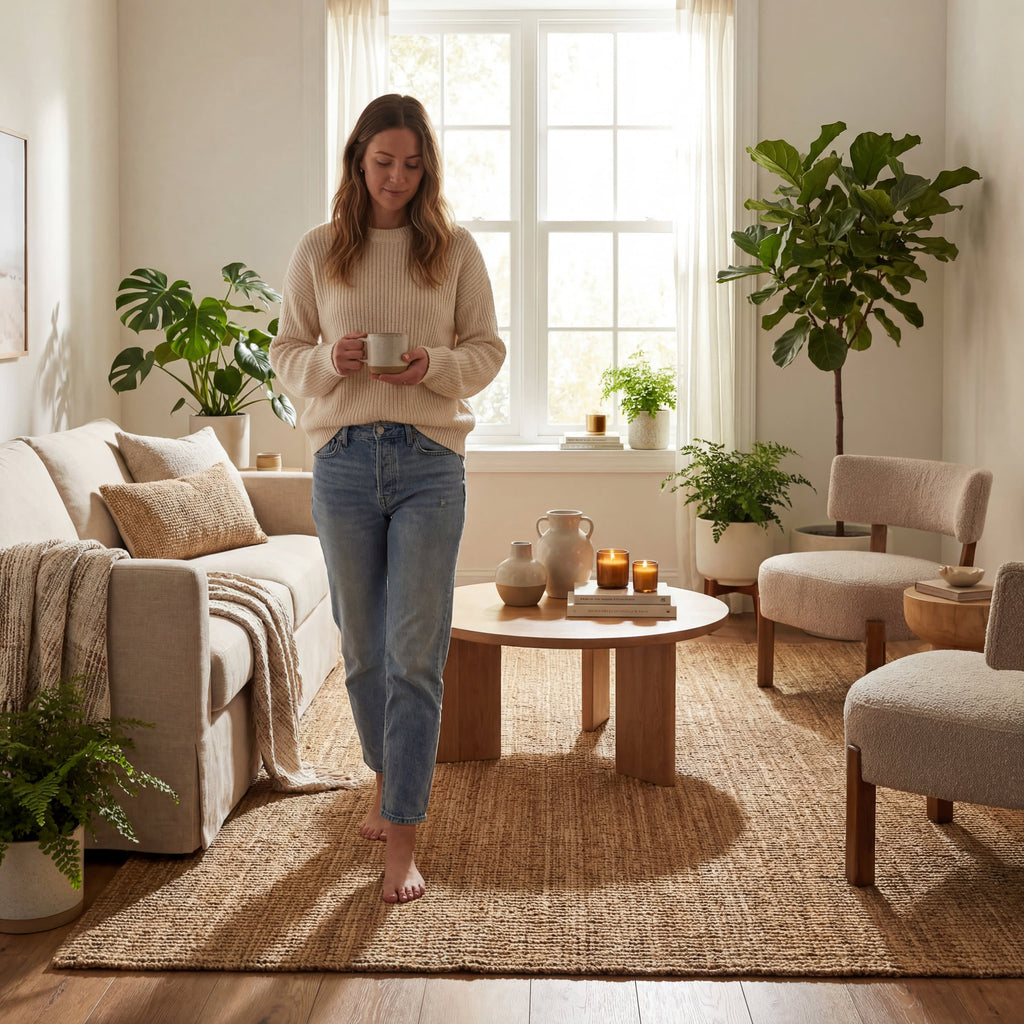 Handwoven Jute Ribbed Solid Rug