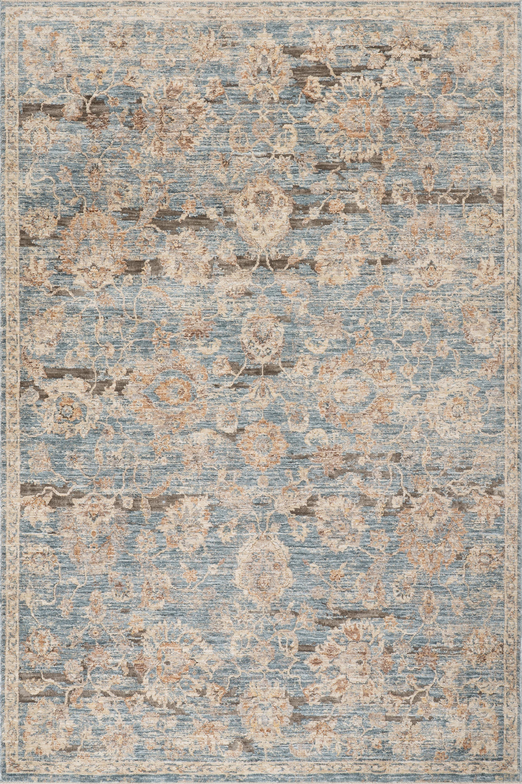 Halima Traditional Vintage Floral Rug | Blue Image principale du produit