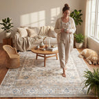 Timeless Charm Spill Proof Washable Rug | Beige