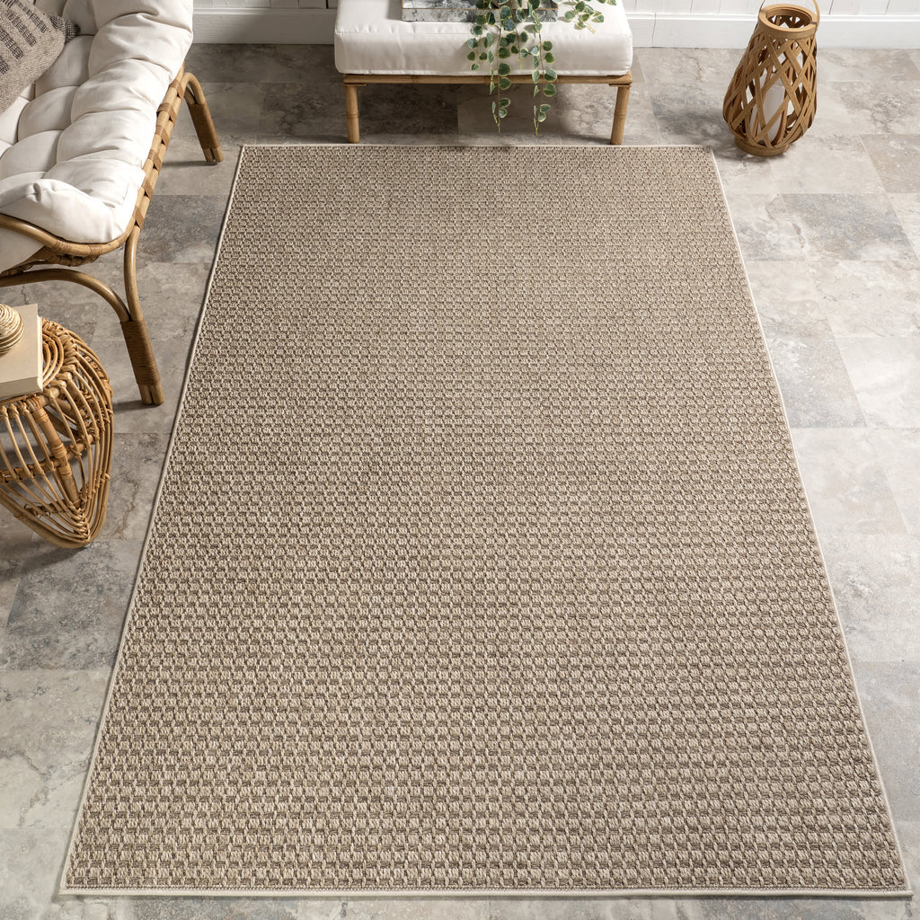 Alora Textured Geometric Indoor/Outdoor Rug | Neutral