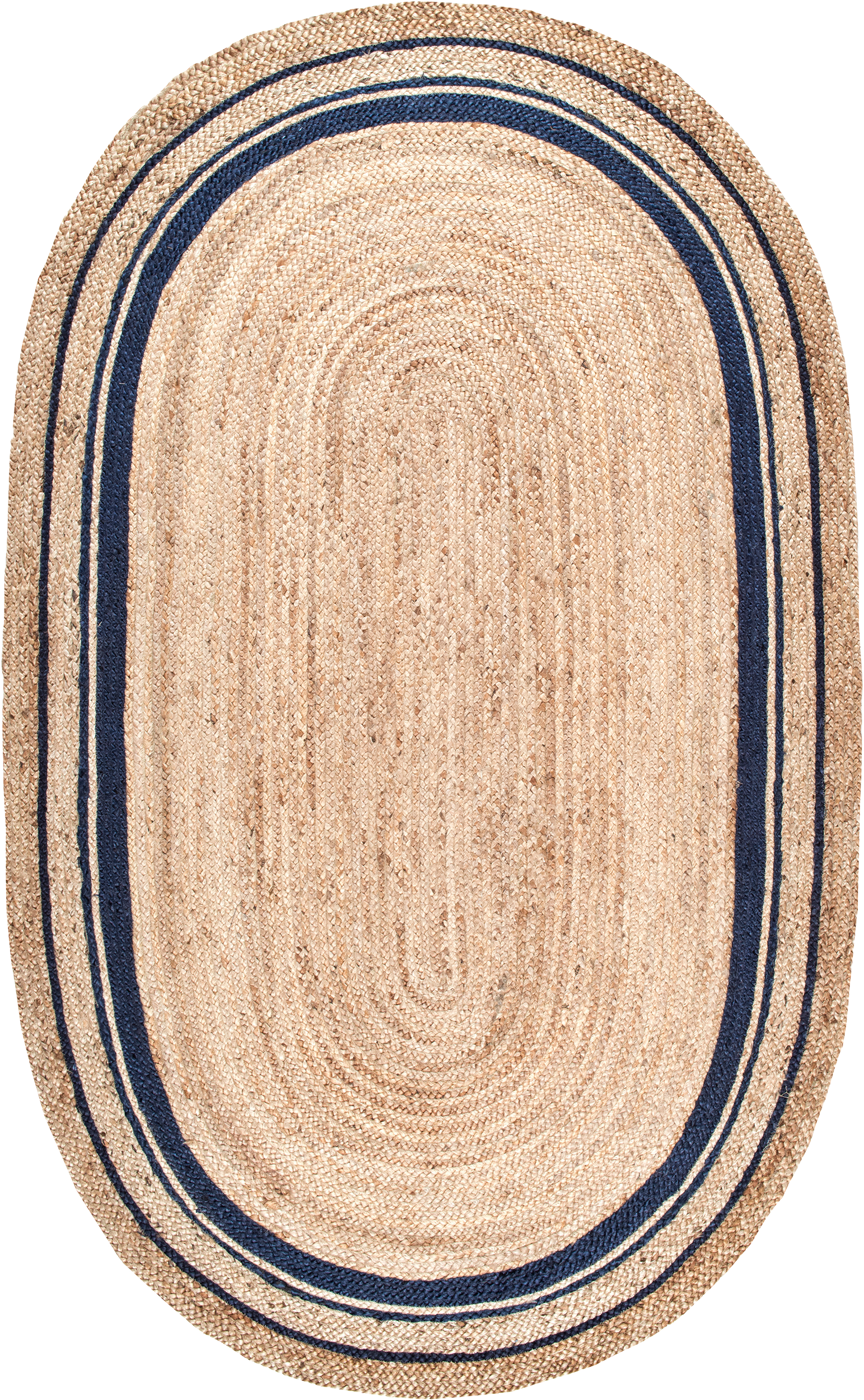 Jute Braided Saturn Border Rug | Navy Main image