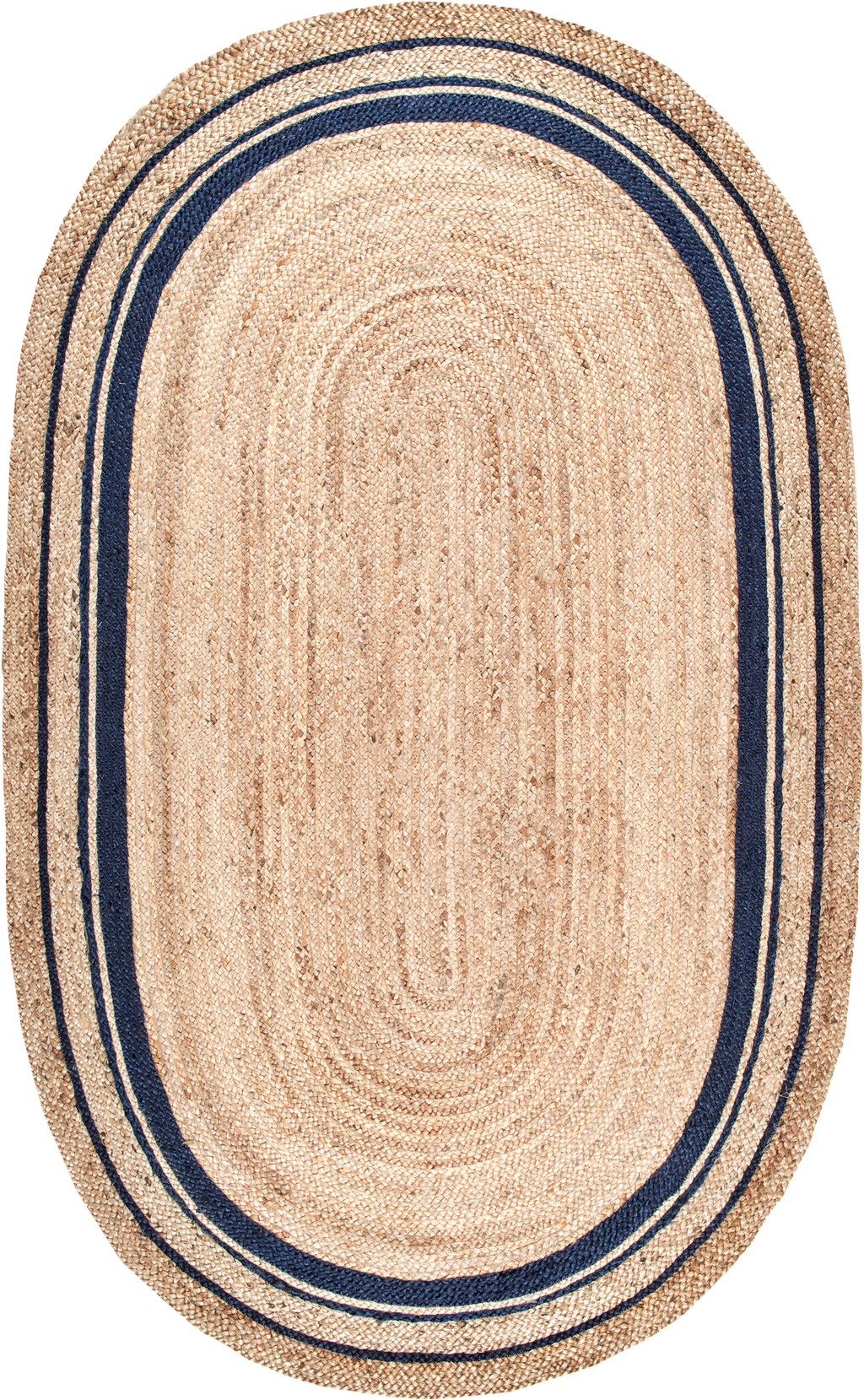 Jute Braided Saturn Border Rug | Navy