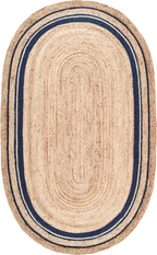 Jute Braided Saturn Border Rug | Navy