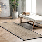 Seagrass with Border Rug | Dark Grey