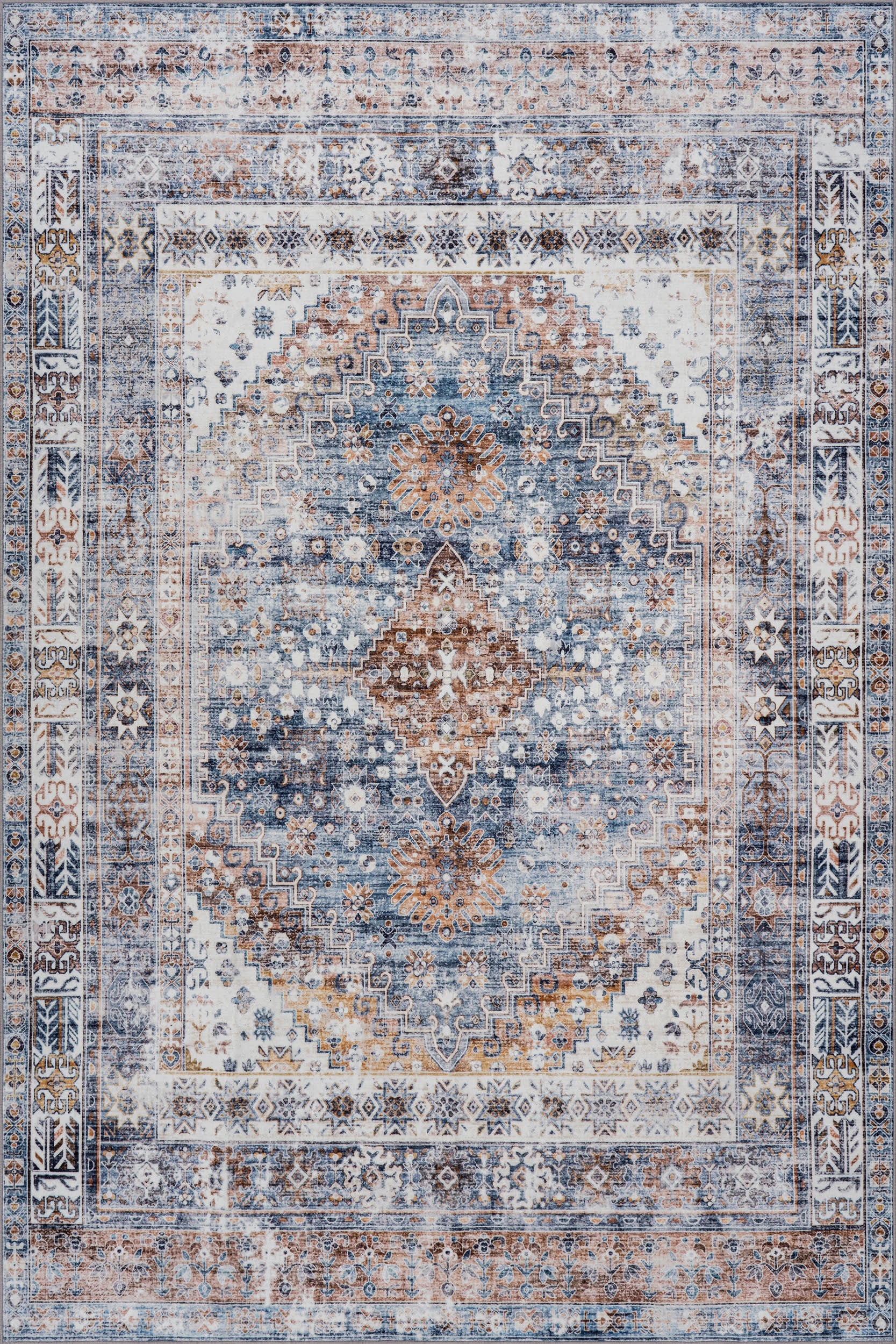 Clarese Oriental and Persian Washable Rug | Blue Image secondaire du produit