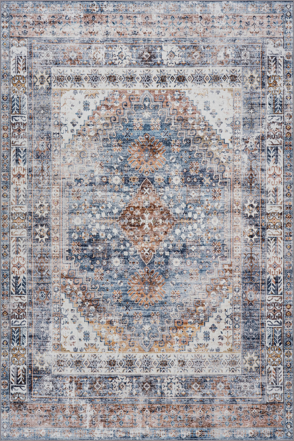 Clarese Oriental and Persian Washable Rug | Blue