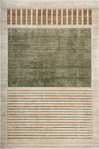 Anette Block Striped Rug | Green