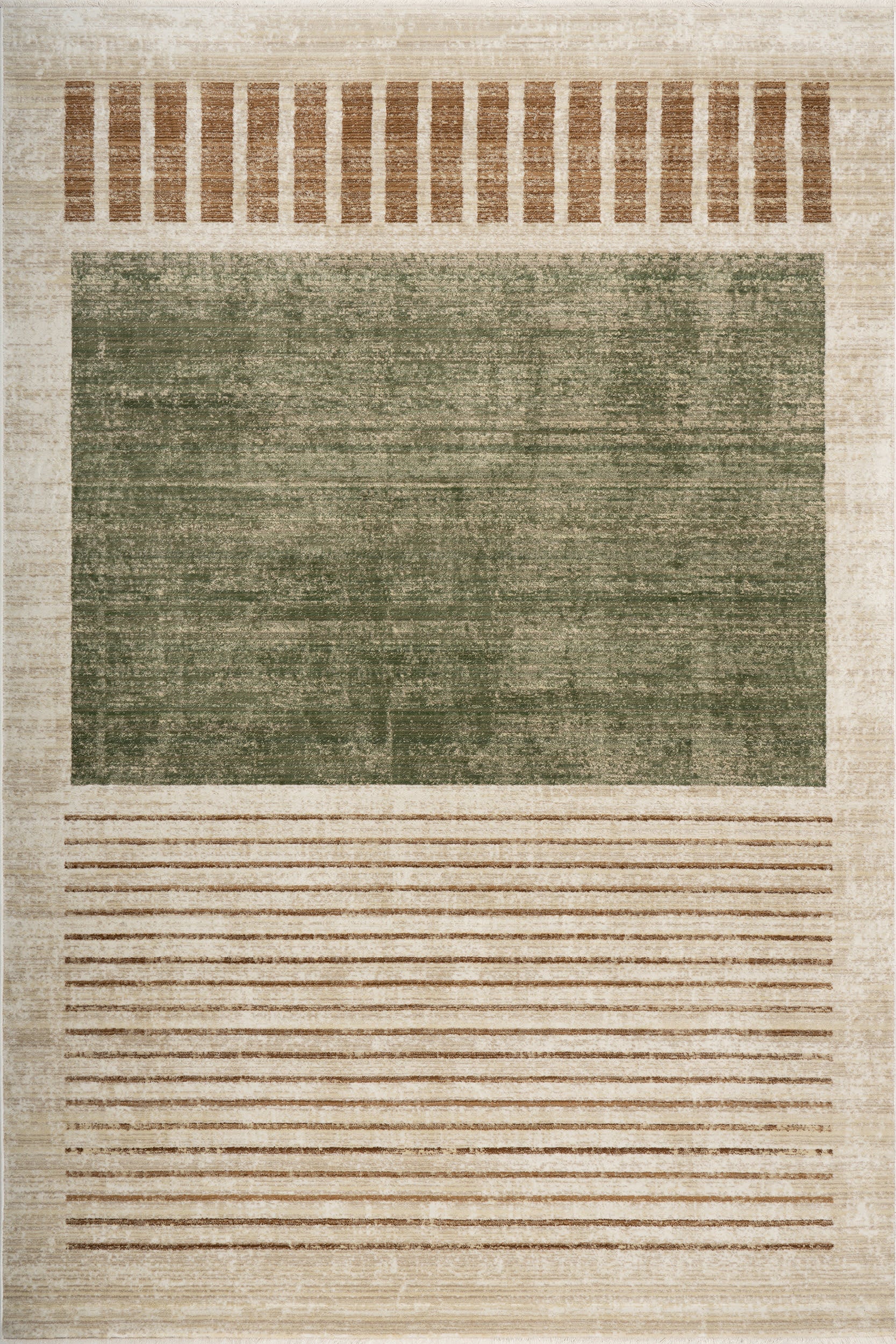 Anette Block Striped Rug | Green