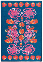Graphic Gerbera Machine Washable Rug | Fuchsia