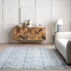 Reverse Herringbone Washable Rug | Blue