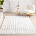 Ivana Checkered Plush Cloud Washable Rug | Off White