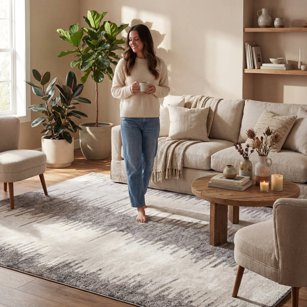 Fauzi Bohemian Washable Rug | Ivory