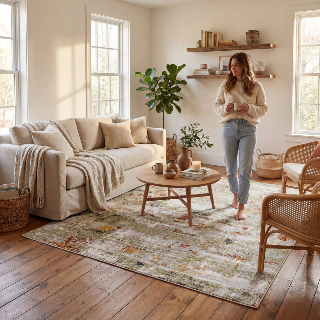 Patty Washable Rainy Days Rug | Green