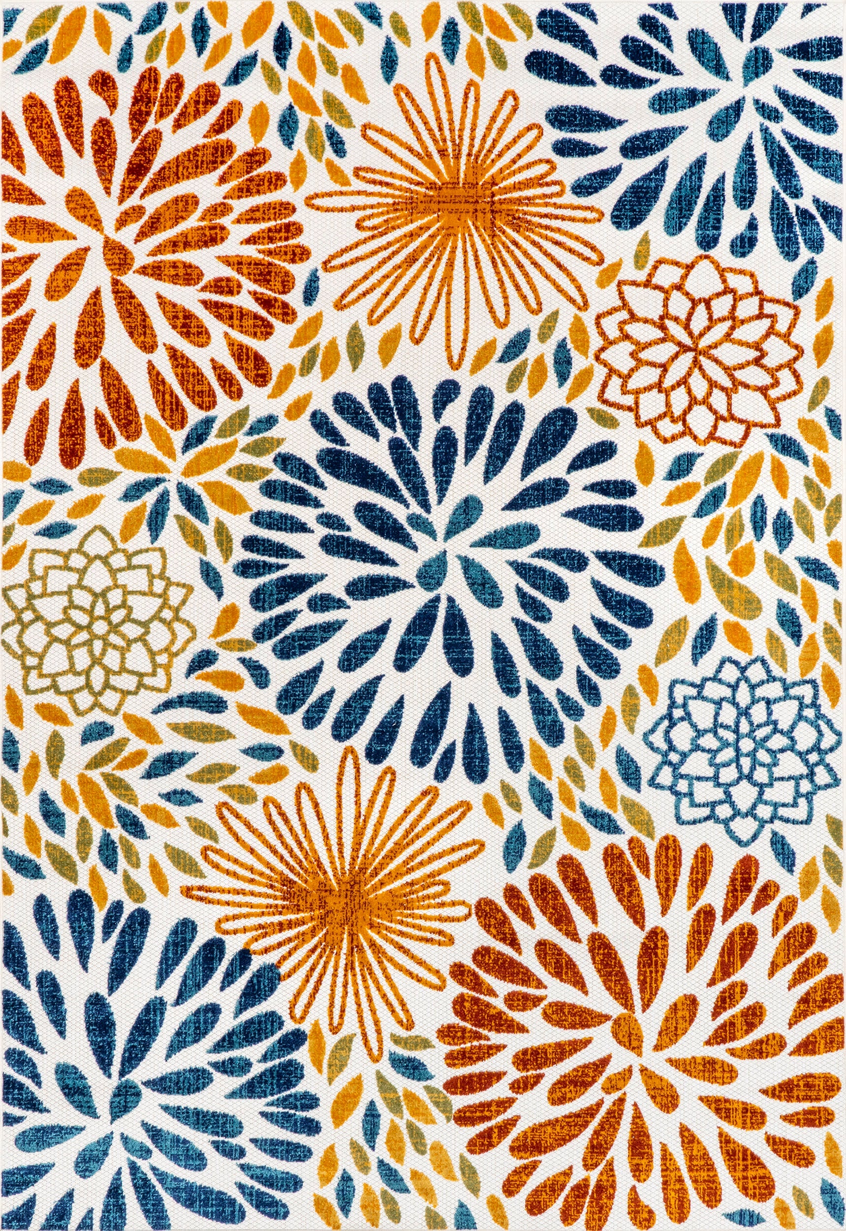 Floral Fireworks Indoor/Outdoor Rug | Blue Main image