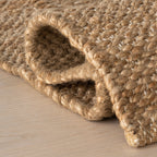 Tiziri Striped Moroccan Hand Woven Jute Rug | Brown
