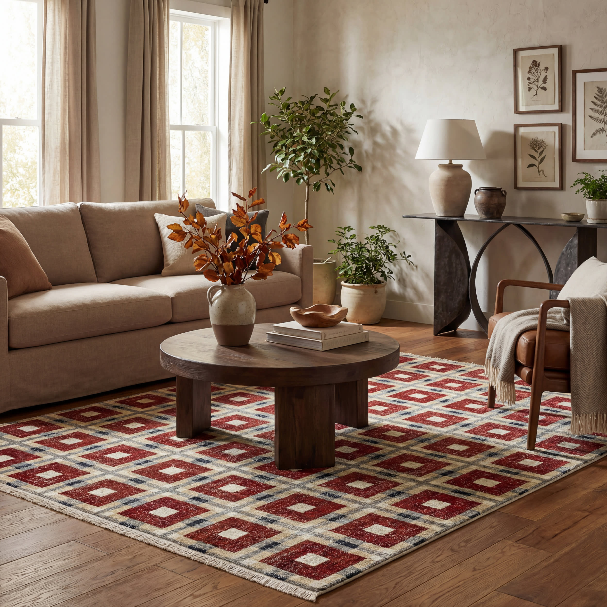 Sorelle Modern Plaid Rug | Red Image principale du produit