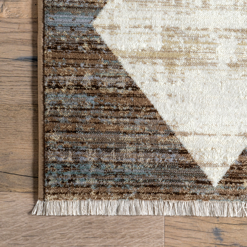 Vanni Checkered Fringed Rug | Beige