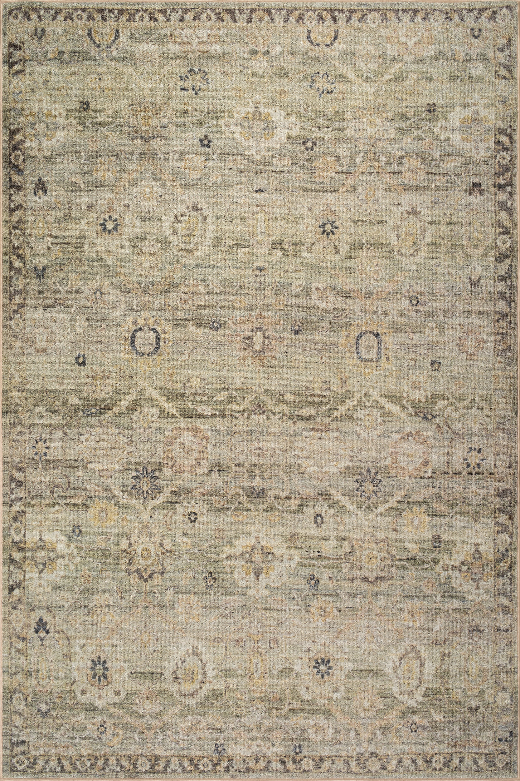 Veloura Traditional Bordered Washable Rug | Green Image secondaire du produit