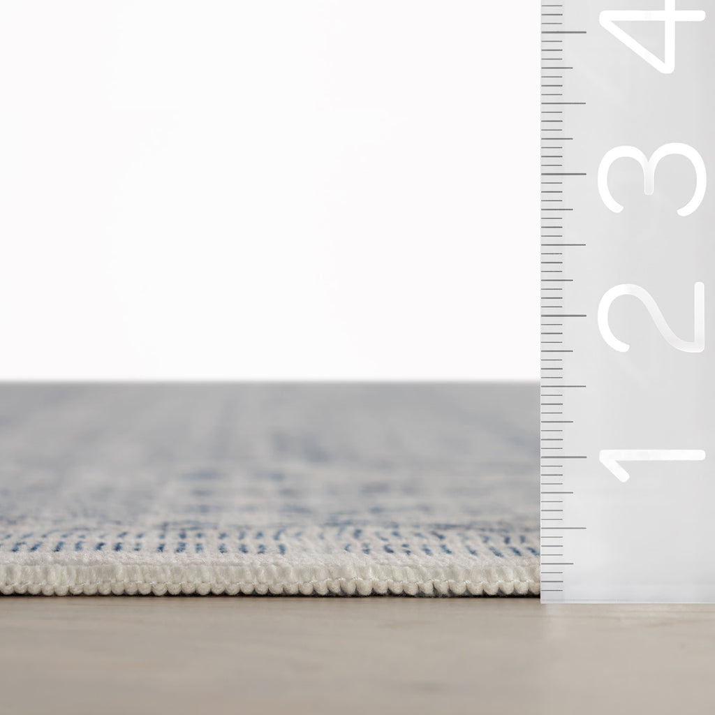 Benica Modern Geometric Washable Rug | Blue