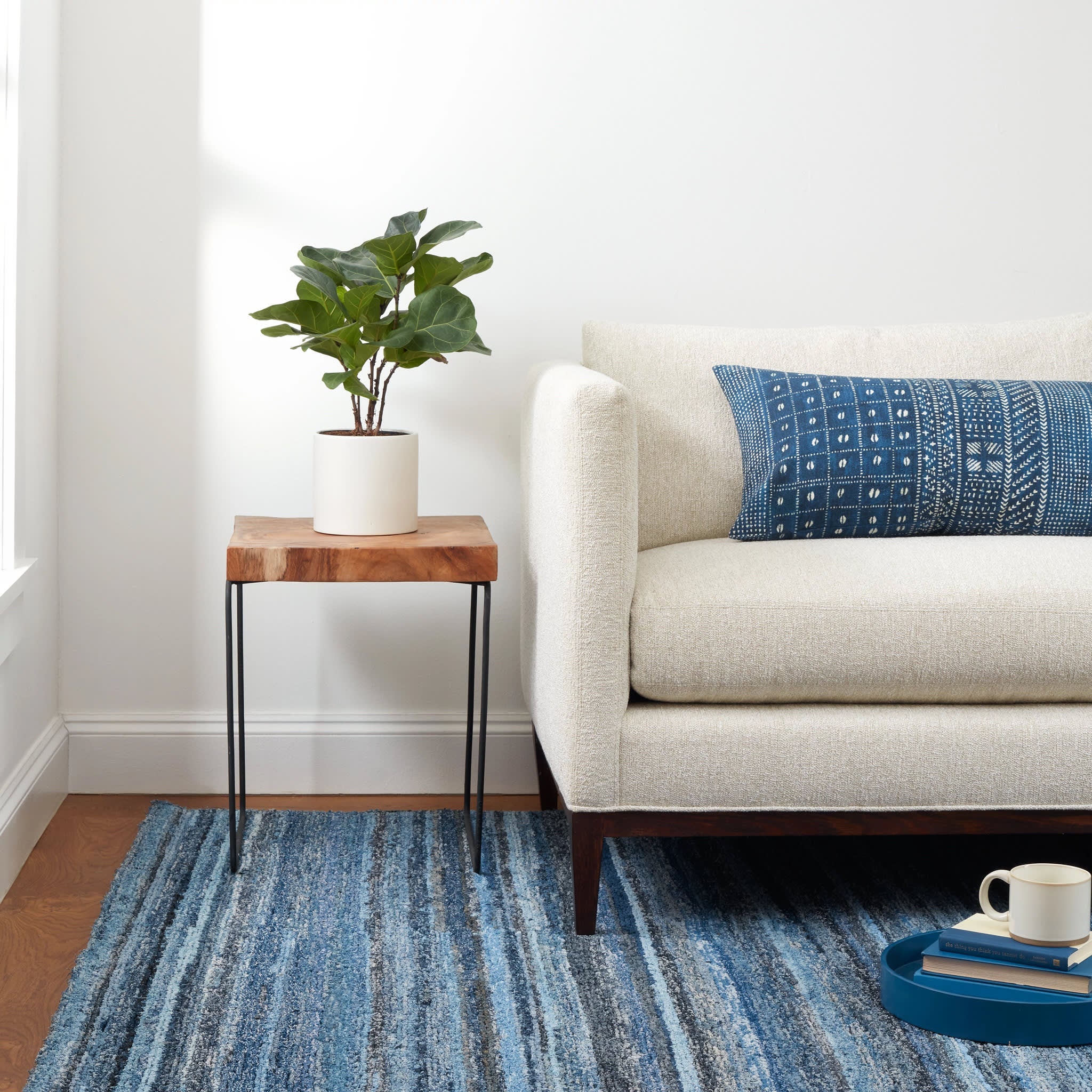 Denim Chindi Hand Hooked Cotton Rug | Blue