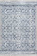 Benica Modern Geometric Washable Rug | Blue