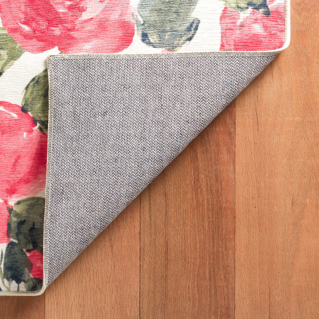 Pretty Peonies Machine Washable Rug | Multi