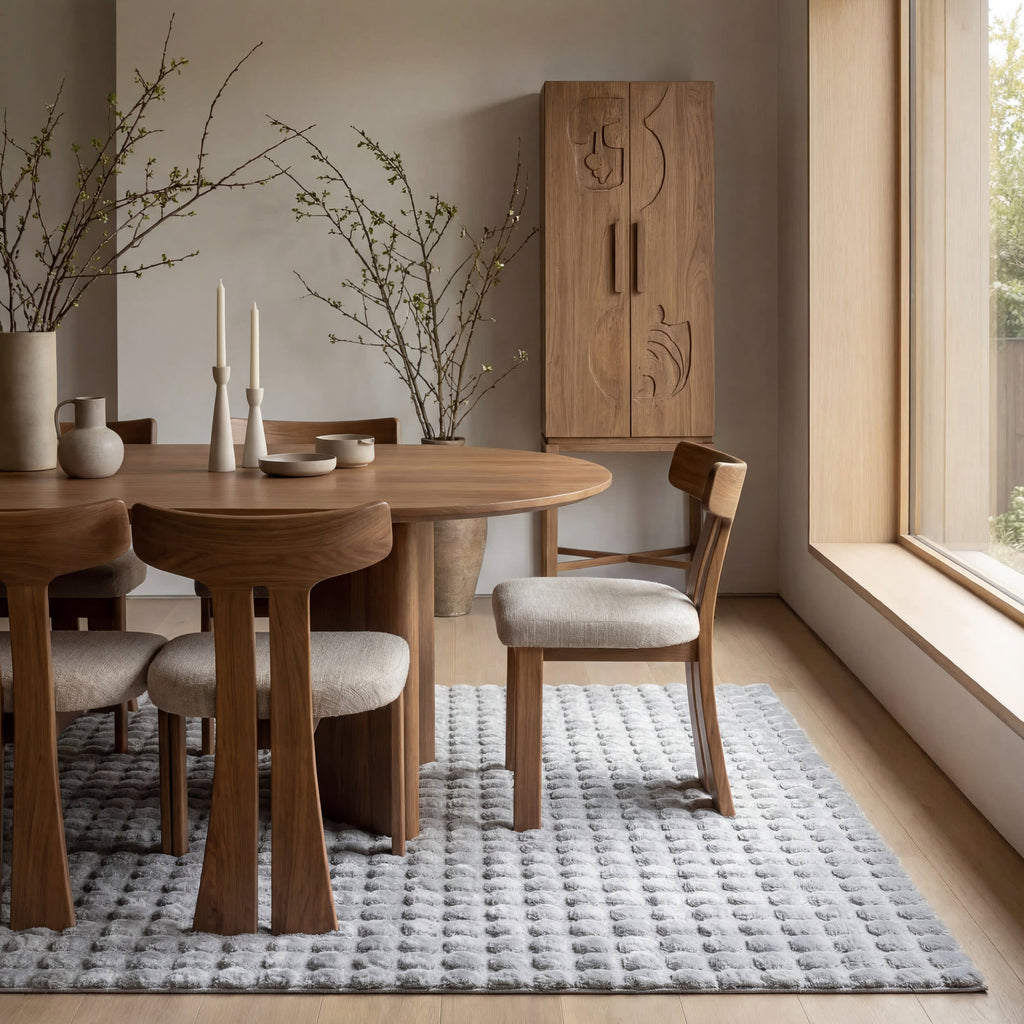 Ivana Checkered Plush Cloud Washable Rug | Silver