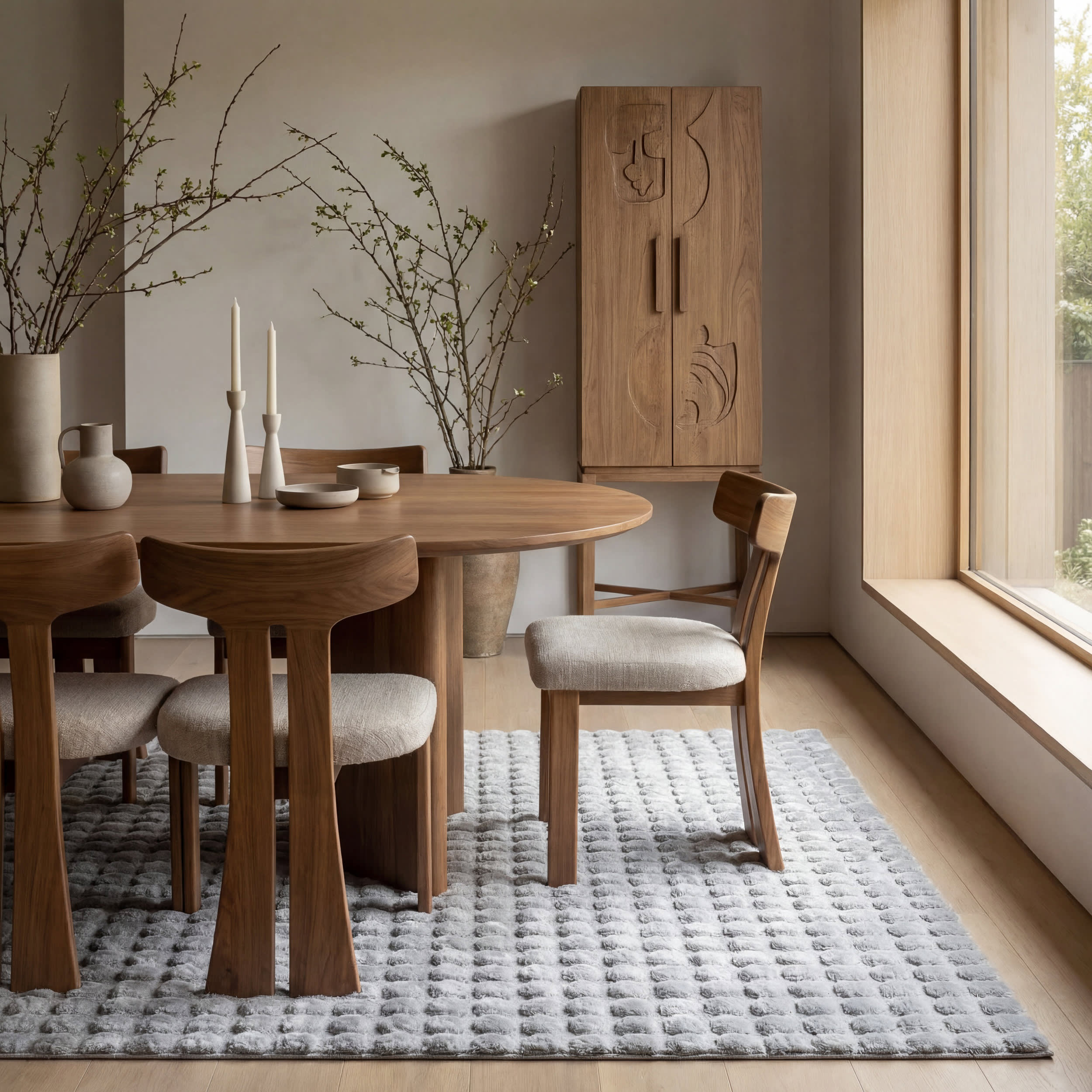 Ivana Checkered Plush Cloud Washable Rug | Silver